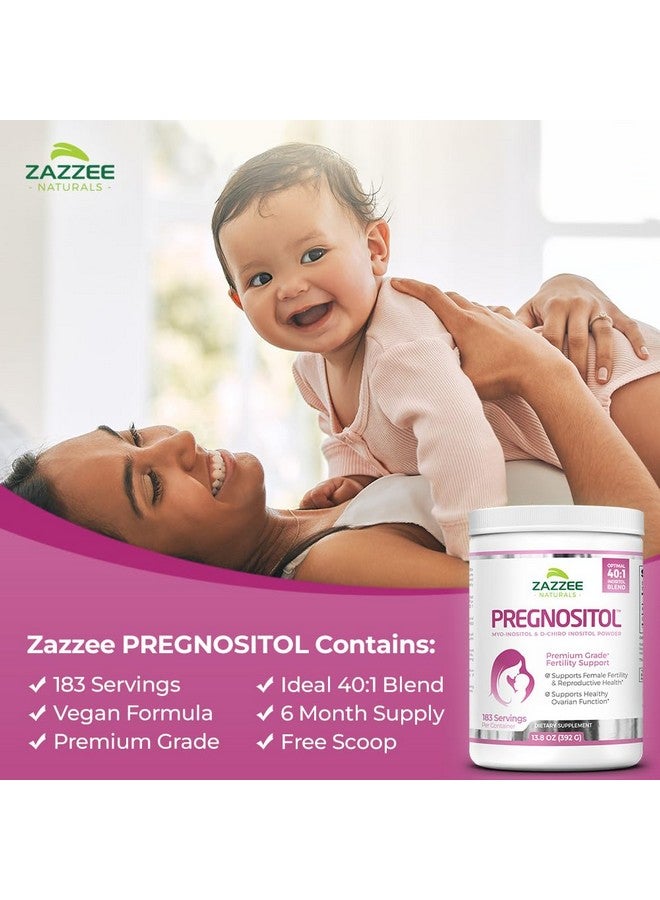 Zazzee PREGNOSITOL Powder, 6 Month Supply, Myo-Inositol and D-Chiro-Inositol 40:1 Fertility Blend, Free Scoop for Exact Dosage, Premium Balanced Formula, 183 Servings, Vegan, All-Natural and Non-GMO - Image 3