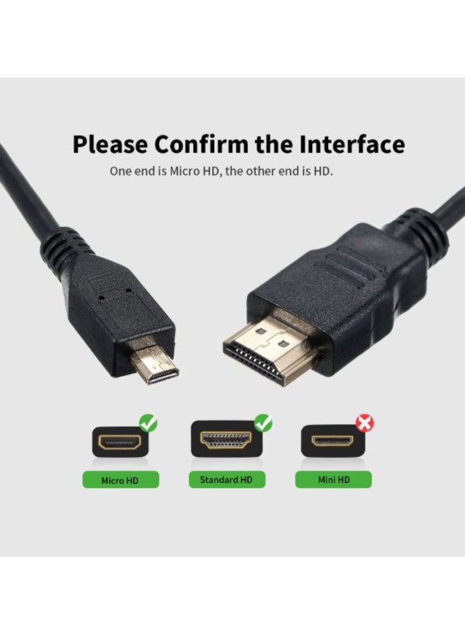 NIBEMINENT Micro HD To 1080P Adapter Gold-Plated Cable Black - Image 2