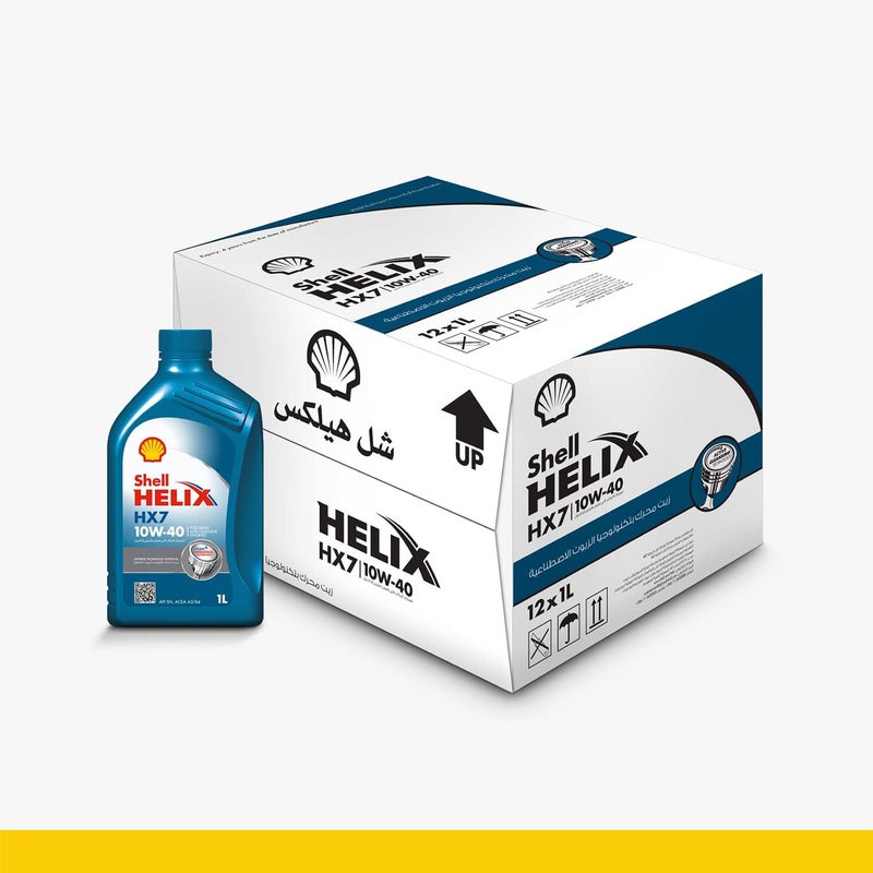 شل زيت محرك Helix HX7 10W-40 (علبة تحتوي على 12 عبوة، كل عبوة 1 لتر) - Image 1