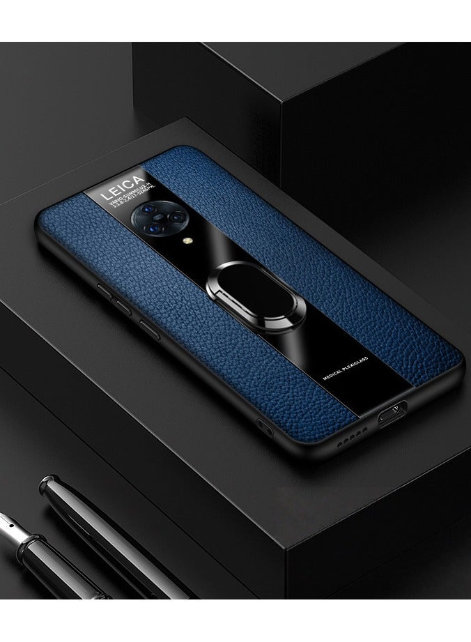 عام غطاء فيفو نيكس 3 من جلد PU رفيع مقاوم للصدمات والخدوش - حماية متكاملة للكاميرا مع تصميم بنقشة ليتشي وحلقة مغناطيسية للحامل