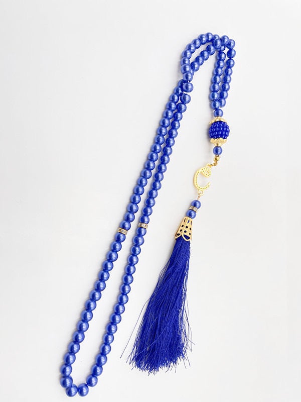 99 Beads Glass Faux Pearl TASBIH Prayer Accessory Blue 