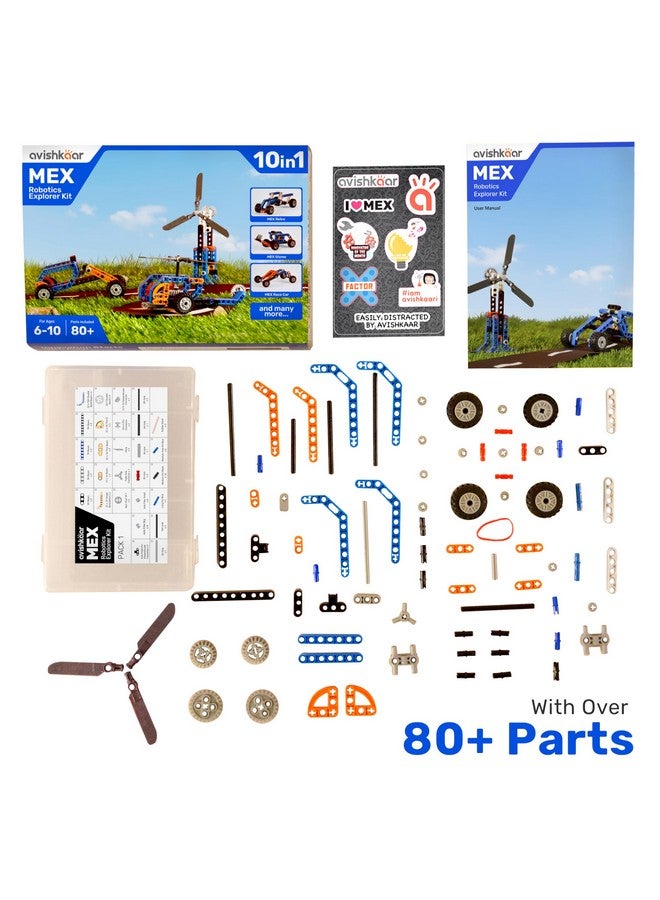 أفيشكار مجموعة Avishkaar MEX Robotic Explorer، مجموعة علوم الروبوتات 10 في 1، ألعاب تعليمية للأولاد والبنات من سن 6 و7 و8 و9 و10 سنوات، مجموعة بناء وتشييد مكونة من أكثر من 80 جزءًا، هدية تعليمية للأولاد والبنات - Image 3