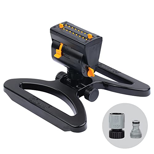 Melnor 65131AMZ MiniMax Turbo Oscillator Sprinkler, 4000 sq. ft., 4-Way Adjustable, Quick Connect Bundle, Black, Yellow - Image 1