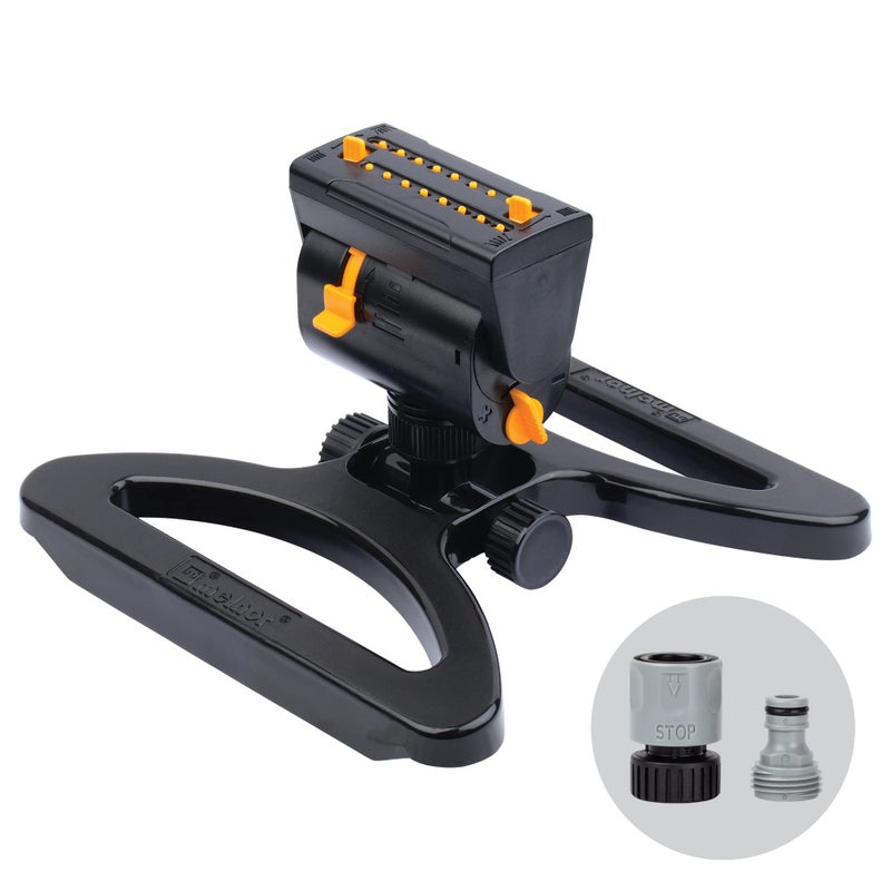 Melnor 65131AMZ MiniMax Turbo Oscillator Sprinkler, 4000 sq. ft., 4-Way Adjustable, Quick Connect Bundle, Black, Yellow - Image 3