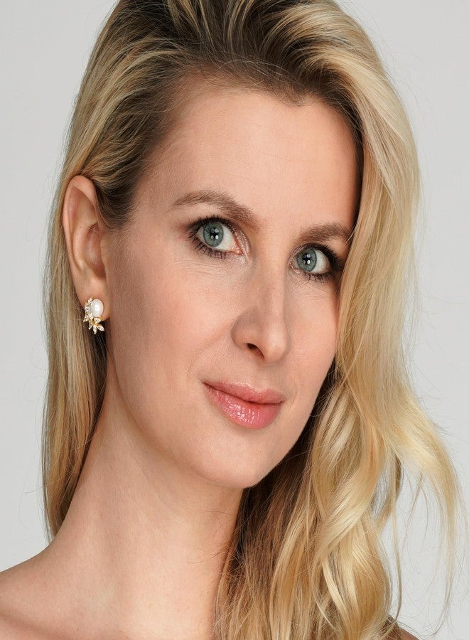 Mariell Pearl & Marquise CZ Crystal Wedding Earrings for Bride, Bridesmaids & Mother of the Bride - Image 2