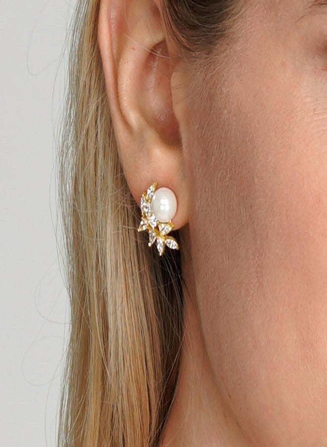 Mariell Pearl & Marquise CZ Crystal Wedding Earrings for Bride, Bridesmaids & Mother of the Bride - Image 4