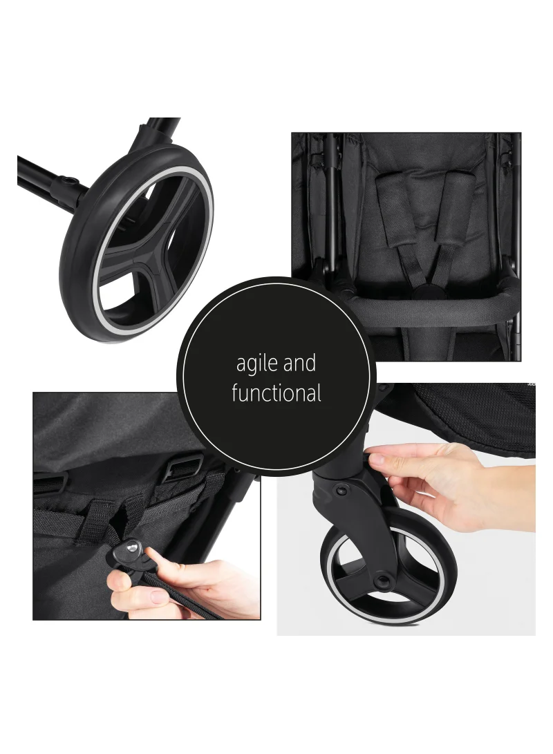 hauck Swift X Duo Twin Pushchair, Blackside By Side Double (Only 75Cm Wide), Compact And One Hand Folding With Raincover