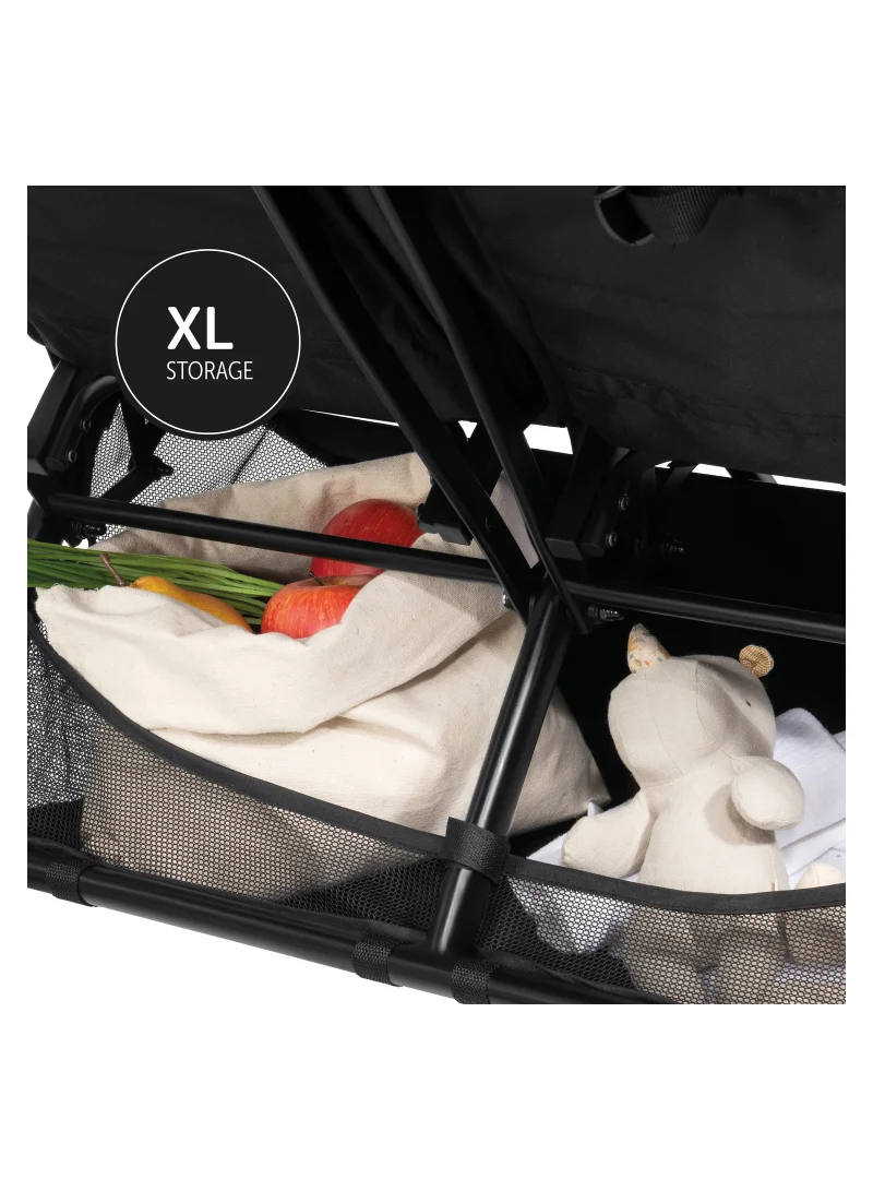 hauck Swift X Duo Twin Pushchair, Blackside By Side Double (Only 75Cm Wide), Compact And One Hand Folding With Raincover