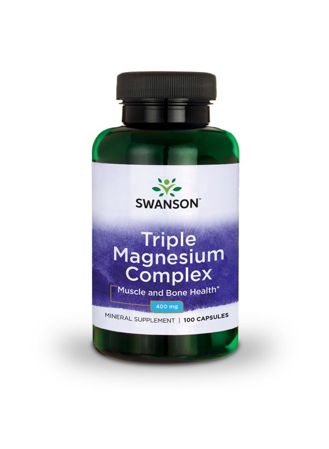 SWANSON مجمع المغنيسيوم الثلاثي - 100 كبسولة، 400 ملغ لكل منها - Image 1