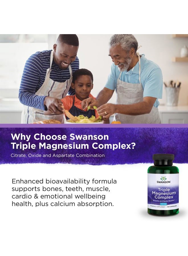 SWANSON مجمع المغنيسيوم الثلاثي - 100 كبسولة، 400 ملغ لكل منها - Image 4