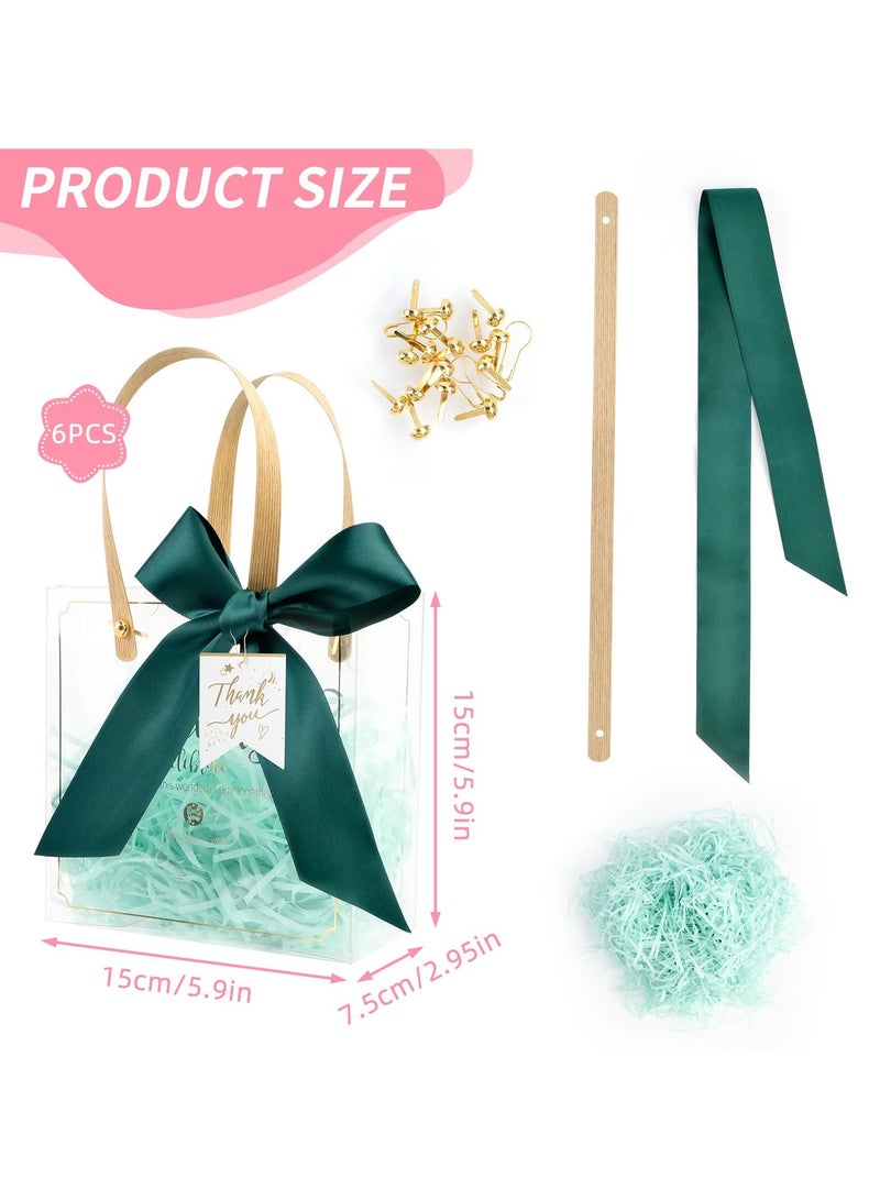 SYOSI Clear Gift Bags, 6 Pack Transparent Gift Bags Reusable Gift Wrap Bags with Handles and Ribbon, Candy Snack Bags, Princess Party Gift Bags, Suitable for Girl Birthday Party - Image 2