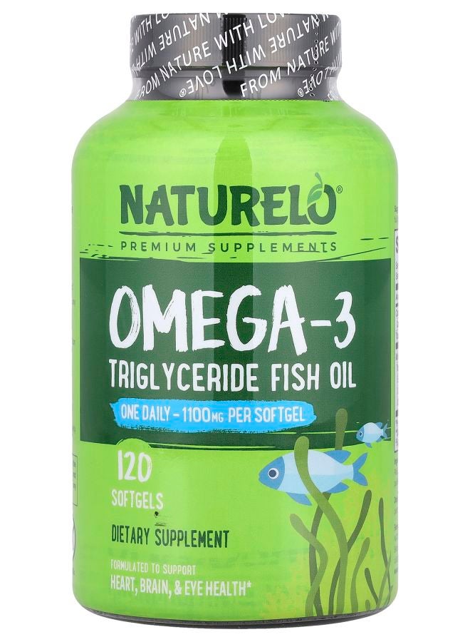 NATURELO Premium Supplements Omega-3 Triglyceride Fish Oil 1100 mg 120 Softgels 