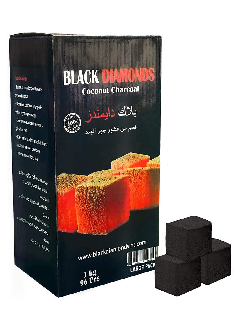 BLACK DIAMONDS 96-Pcs Premium Coconut Shell Charcoal /Bakhoor Coal 1 KG  - Image 2