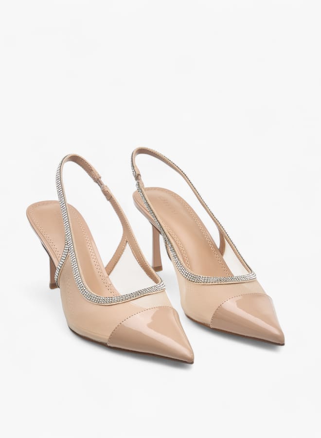 Celeste Womens Embellished Slingback Shoes With Stiletto Heels - Image 2