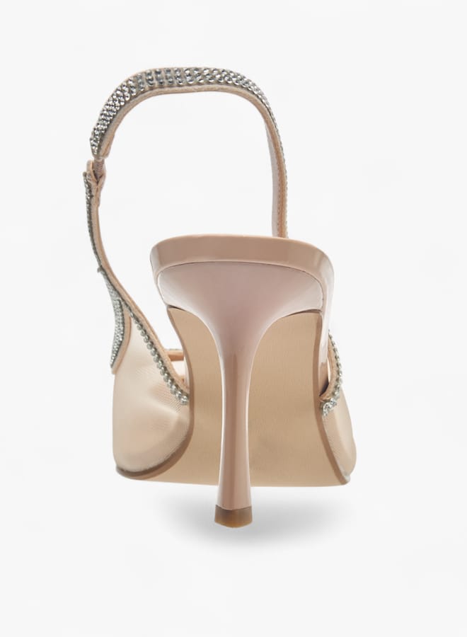 Celeste Womens Embellished Slingback Shoes With Stiletto Heels - Image 5