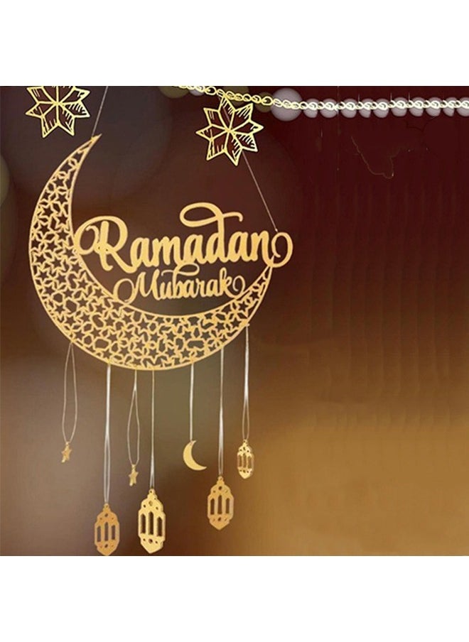 Yoawllty Ramadan Decorations for Home, Ramadan Hanging Ornaments, Ramadan Gift, Wooden Eid Mubarak Moon Star Castle Plaque Ornament Pendants  - Image 4