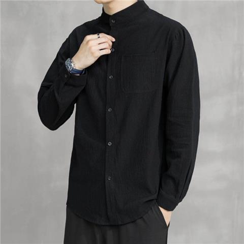 Ethnic Style Slant-breasted Hanfu Mens Zen Suit Meditation Suit Cotton Linen Long-sleeved Shirt Tea Jumpsuit Chinese Style Mens Suit A - Image 3