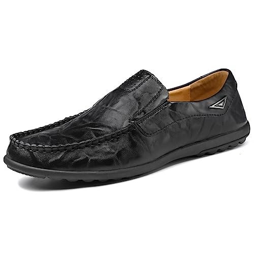 LUODENGLANG Loafer Premium Genuine Leather Men's Casual Dress Shoes Soft Slip On Mens Driving Penny Loafers for Men Lightweight Breathable 228 Black 8.5 M42 - Image 2