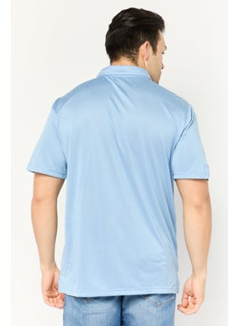 Swiss Alps Men Regular Fit Short Sleeve Herringbone Pattern Polo Shirt, Slate Blue  - Image 4