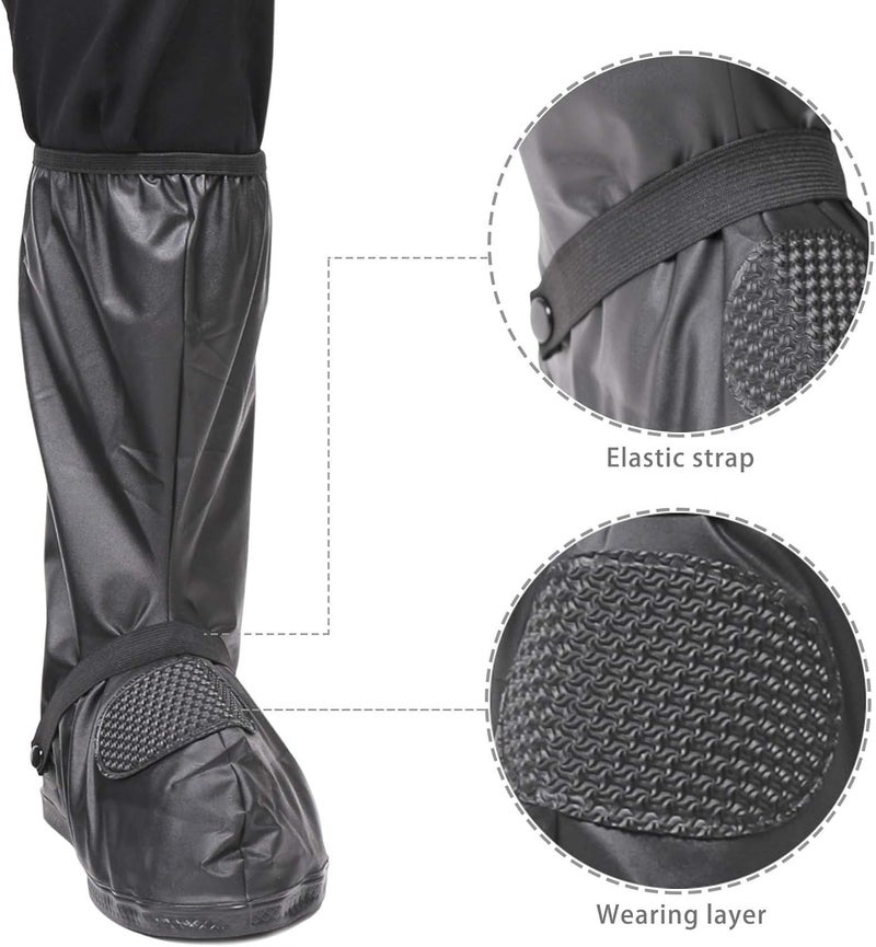 Life-C DJZSSXLW Rain Snow Waterproof Shoe Covers Motorcycle Boots Women Men Black (XL) - Image 4