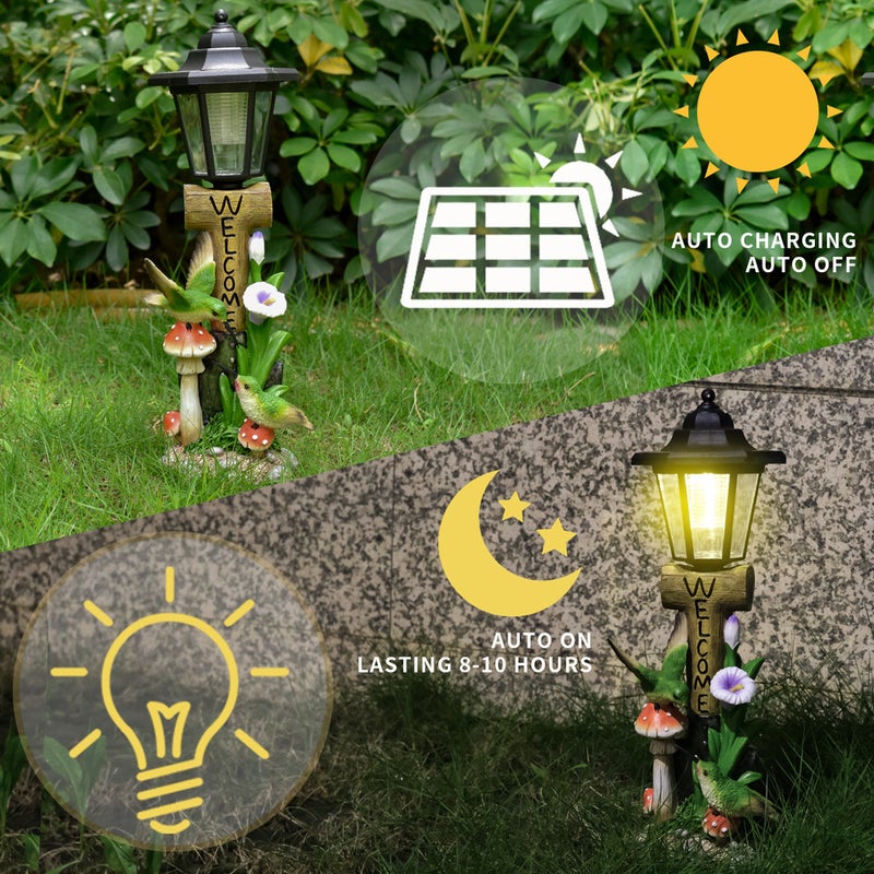 Rural Creative Hummingbird Solar Outdoor Light Statue for Villa Balcony Garden Decor Lamp - Image 1