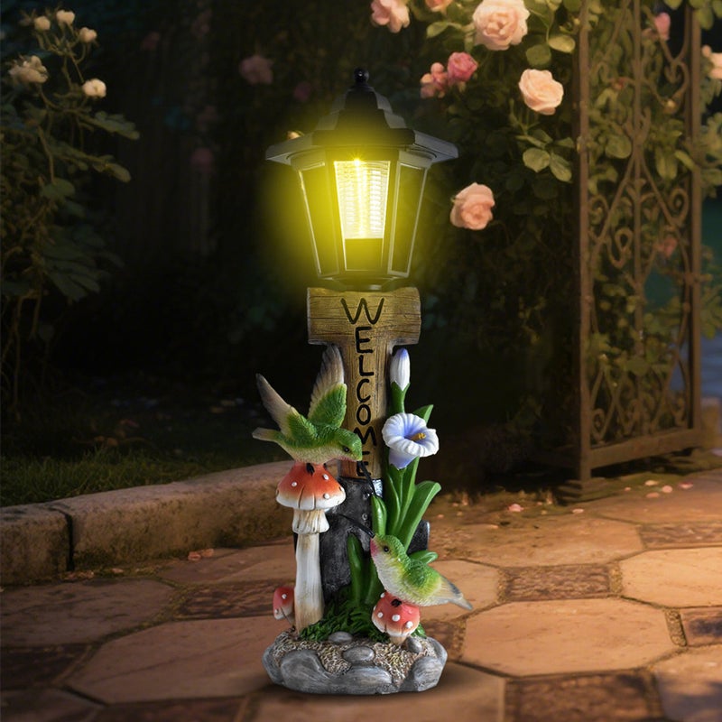 Rural Creative Hummingbird Solar Outdoor Light Statue for Villa Balcony Garden Decor Lamp - Image 5