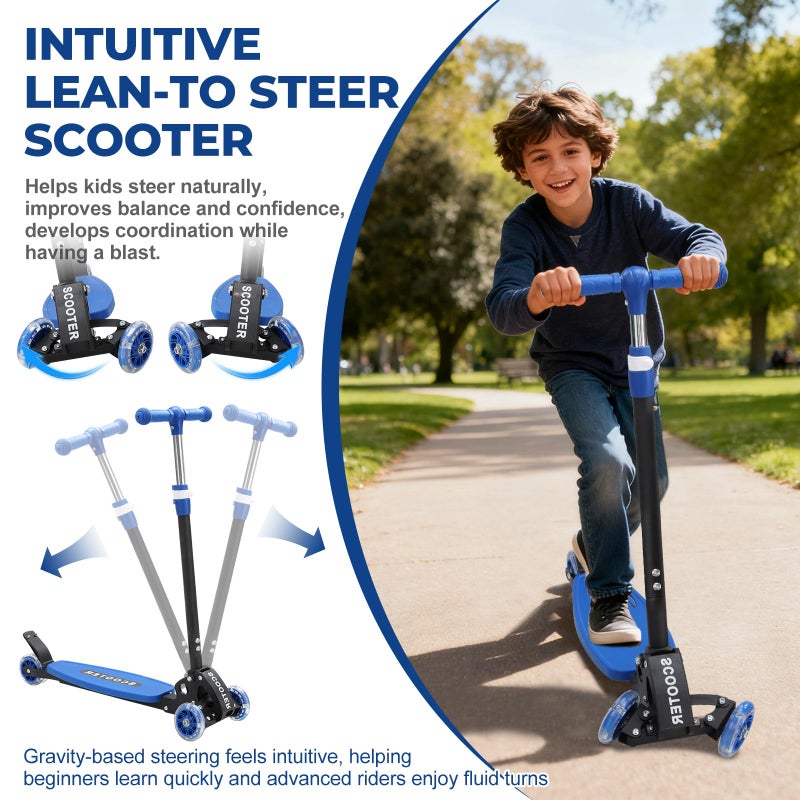 EUIJOIP 3 Wheel Scooter for Kids Ages 6-12, LED Light-Up Kids Kick Scooterâ€“Portable Foldable, Adjustable Height, Durable Metal Construction, 6" Extra Wide Deck for Outdoor Activities,Child Safety Certified - Image 5