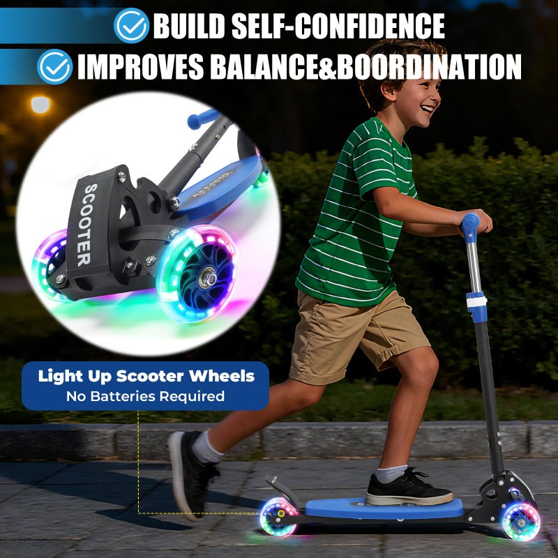 EUIJOIP 3 Wheel Scooter for Kids Ages 6-12, LED Light-Up Kids Kick Scooterâ€“Portable Foldable, Adjustable Height, Durable Metal Construction, 6" Extra Wide Deck for Outdoor Activities,Child Safety Certified - Image 3