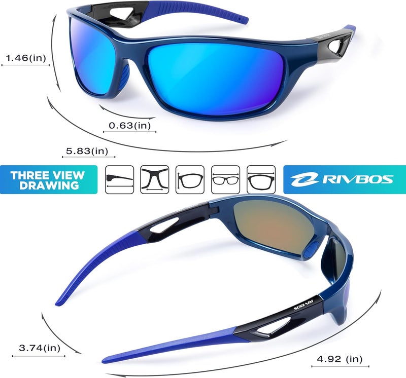 RIVBOS Polarized Sports Sunglasses Driving Glasses Shades for Men Women for Cycling Baseball 842 - Image 3
