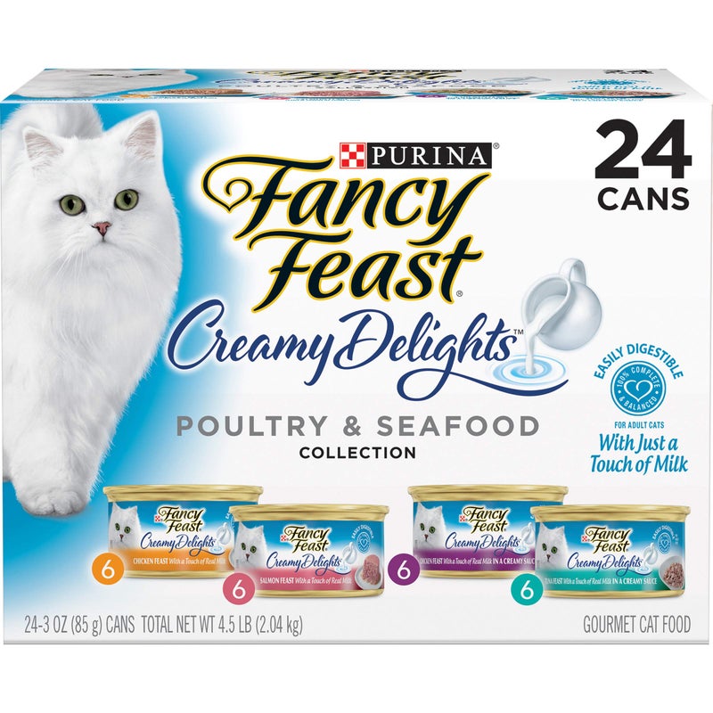 Fancy Feast Purina Fancy Feast Wet Cat Food Variety Pack, Creamy Delights Poultry & Seafood Collection - (Pack of 24) 3 oz. Cans - Image 1