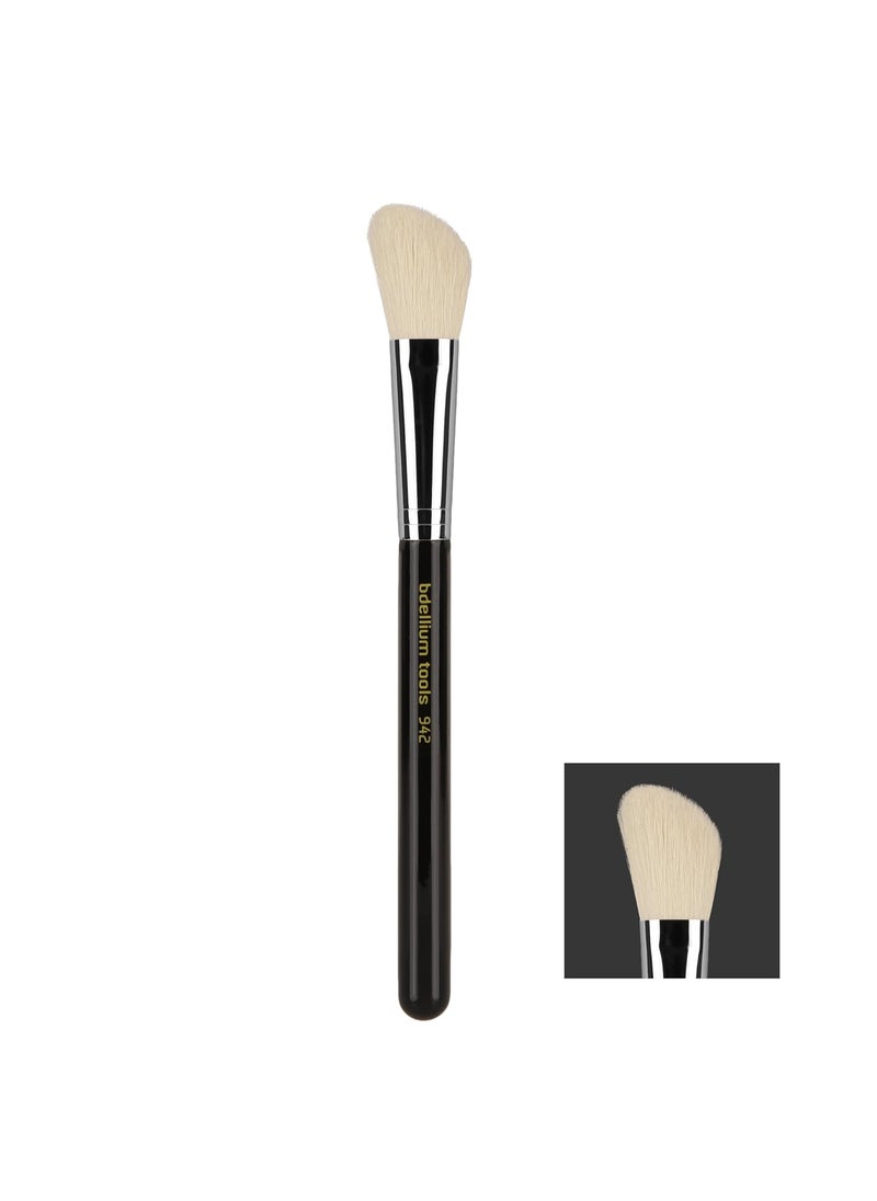 Bdellium Tools Bdellium Tools Professional Makeup Brush - Maestro Series 942 Slanted Contour - With Mix of Soft Synthetic & Natural Fibers, For Adding Dimension to the Face (Black, 1pc) 