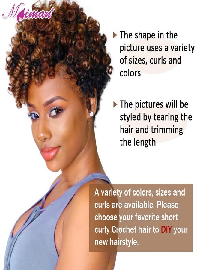 MIMAN 3 Packs 10 Inch Short Curly Crochet Hair Braiding 8MM Spiral Curls Crochet Braids Synthetic Hair Extension for Black Women DIY Mohawk Afro Braided Hairstyle (Black to Brown #1B/30) - Image 2