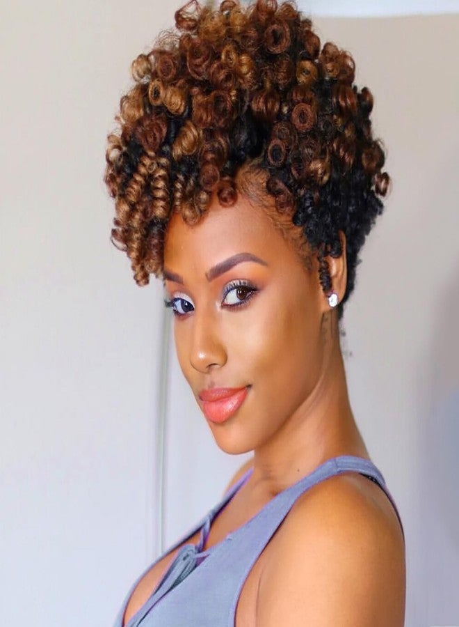 MIMAN 3 Packs 10 Inch Short Curly Crochet Hair Braiding 8MM Spiral Curls Crochet Braids Synthetic Hair Extension for Black Women DIY Mohawk Afro Braided Hairstyle (Black to Brown #1B/30) - Image 1