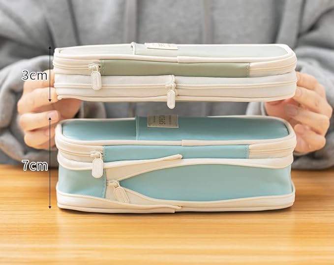 Arnuixty Colorful Large Storage Pencil Case Pen Bag with Zipper Big Capacity Pouch Organizer for Office Travel Holder Box(Blue) - Image 5