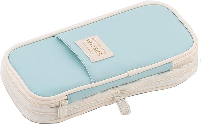 Arnuixty Colorful Large Storage Pencil Case Pen Bag with Zipper Big Capacity Pouch Organizer for Office Travel Holder Box(Blue) - Image 4