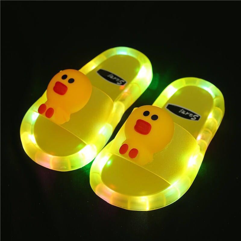 Kids Glowing Slippers Cartoon Unicorn Fashion Yellow Duck