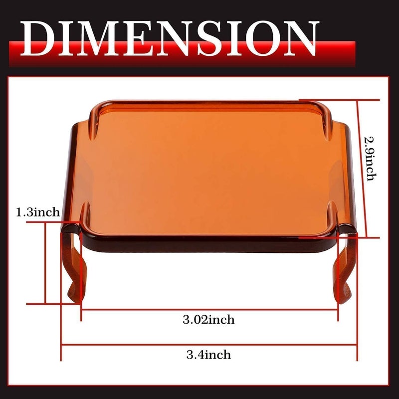 AKD Part 3 Inch Amber LED Pods Covers 2PCS Square LED Cube Lights Covers PC Protective Light Bar Lens Covers Amber Fog Light Pods Covers - Image 2