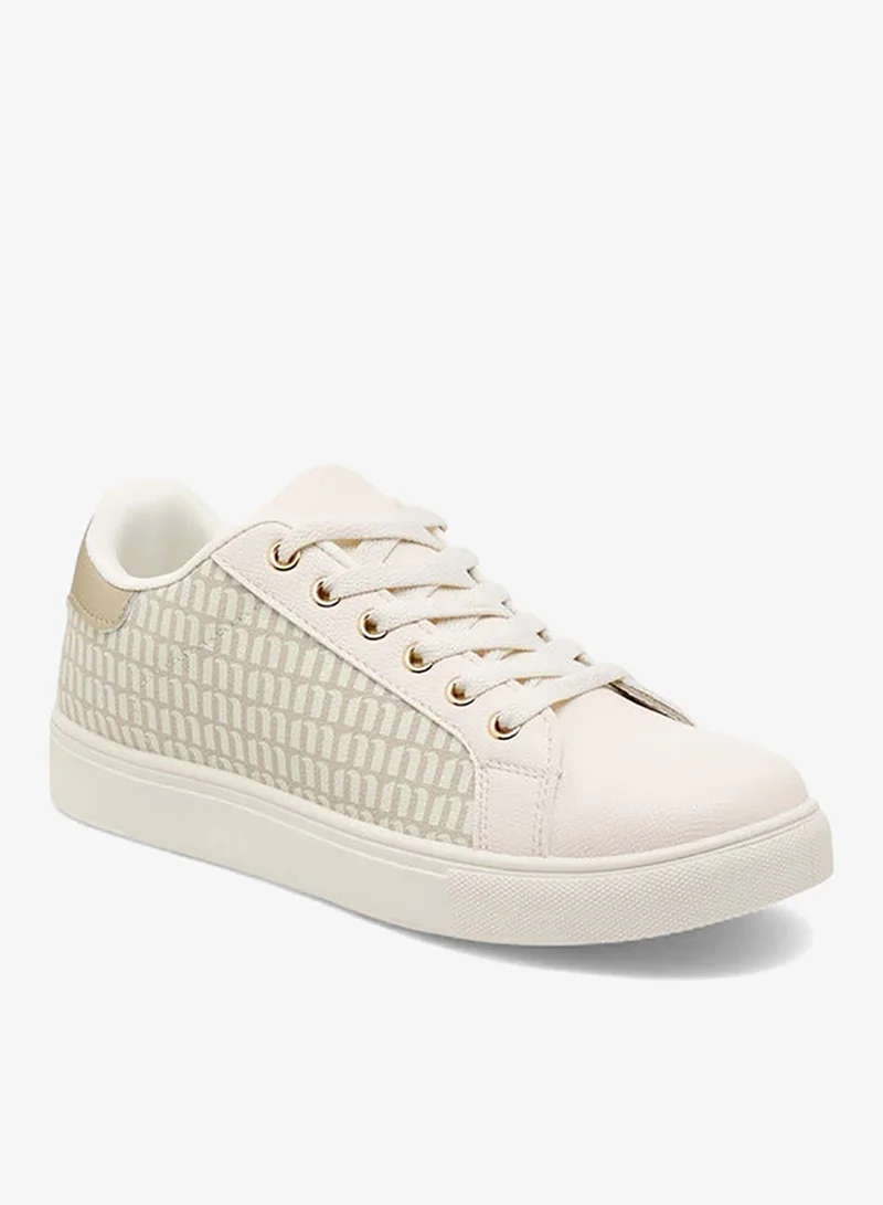 MISSY Women's Monogram Print Sneakers with Lace-Up Closure