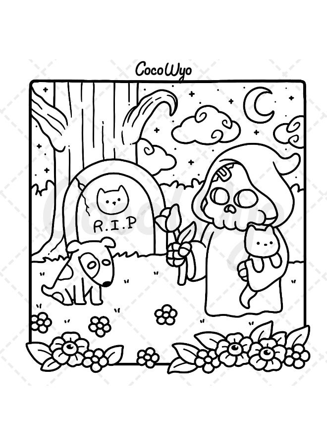 Generic Spooky Cutie: Coloring Book for Adults and Teens Featuring Adorable Creepy Creatures in Cozy Hygge Moments for Relaxation  - Image 5