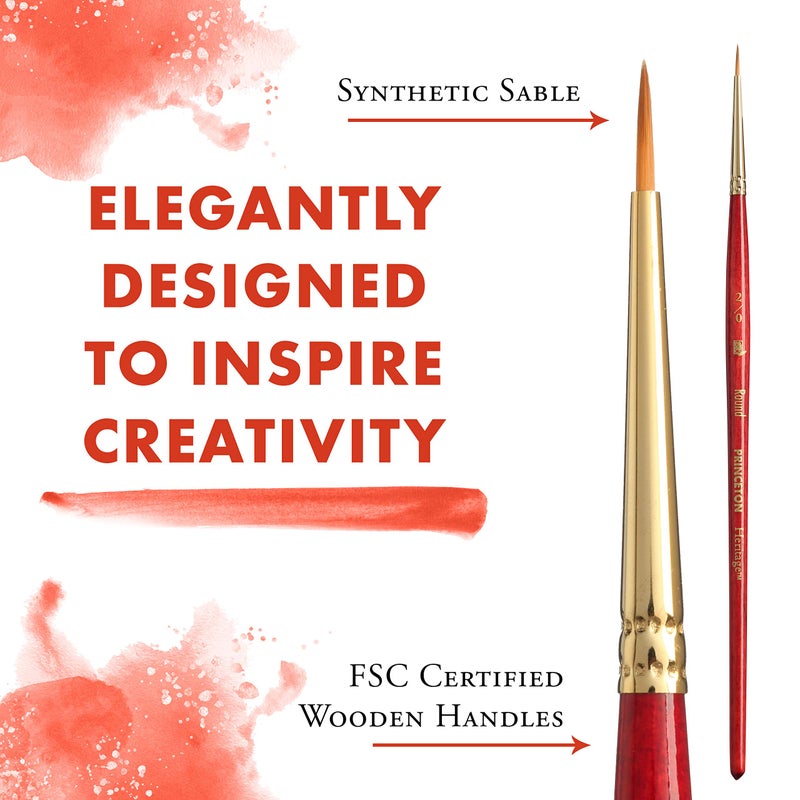 Princeton Heritage Paintbrush, Size 2/0 inch, Scarlet - Image 3