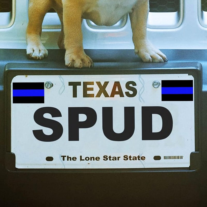 Creatrill 10 Pack Reflective License Plate Stickers (1.5" x 1") Police Thin Blue Line Vinyl Decal Stickers Honoring Police Law Enforcement Vinyl Window Laptop Tape - Image 3