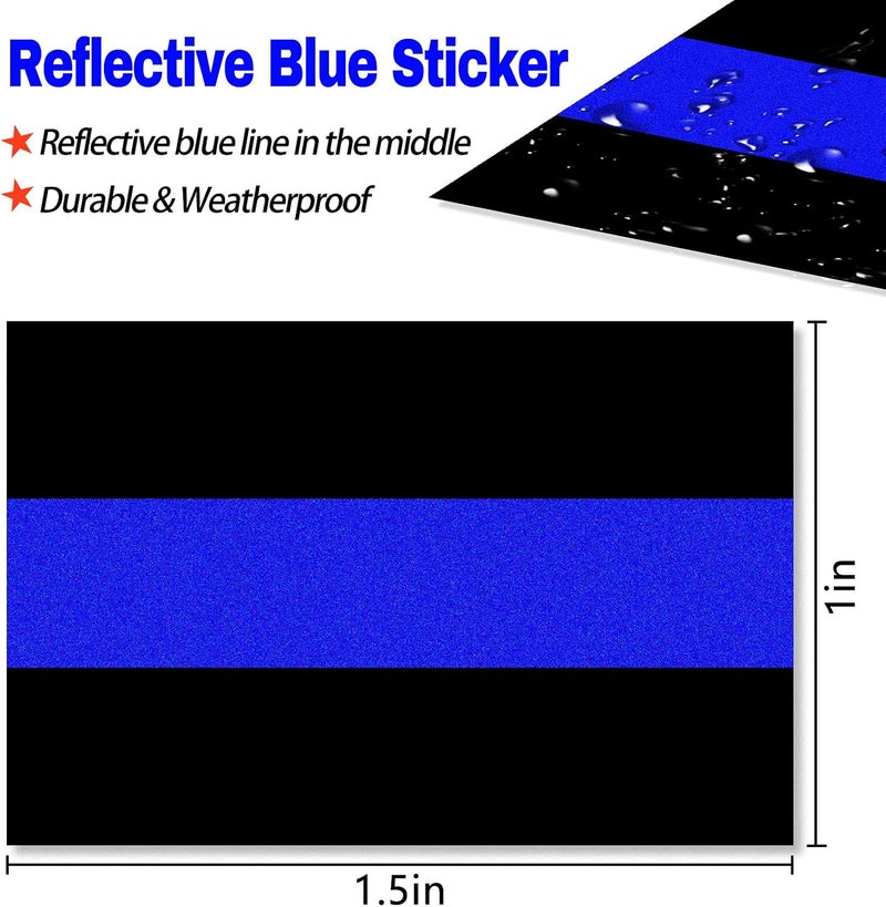 Creatrill 10 Pack Reflective License Plate Stickers (1.5" x 1") Police Thin Blue Line Vinyl Decal Stickers Honoring Police Law Enforcement Vinyl Window Laptop Tape - Image 2