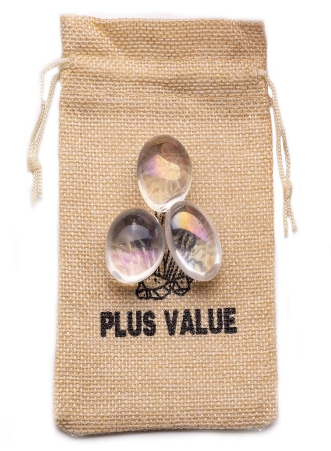 Plus Value Titanium Aura Quartz - Rainbow Firing Tumbled Pebbles Stone Reiki Healing Aura Chakra Crystal (Jute Bag, 50grams) - Image 1