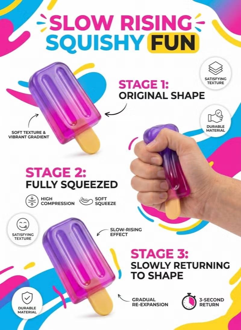 Soft Silicone Ice Cream Popsicle Sensory Squeeze Fidget Toy for Stress Relief - Single Piece - Image 2