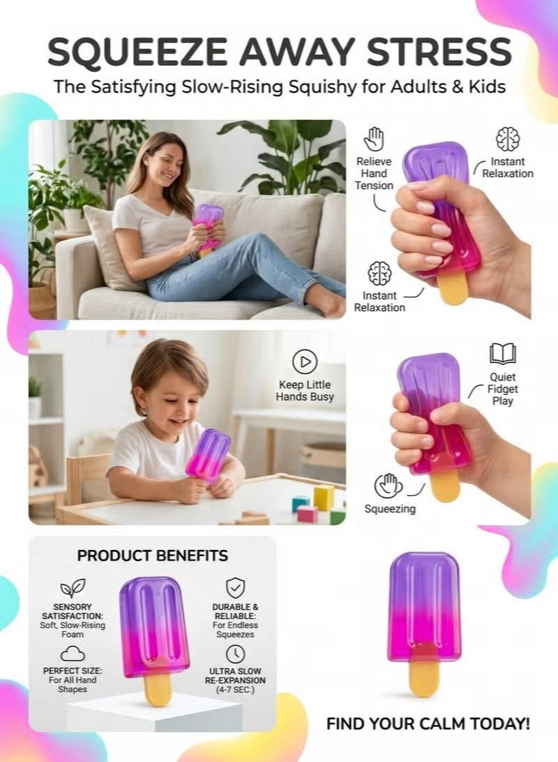 Soft Silicone Ice Cream Popsicle Sensory Squeeze Fidget Toy for Stress Relief - Single Piece - Image 3