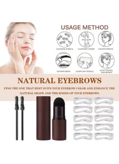 EELHOE One Step Eyebrow Stamp Shaping Kit Set With 10 Stencils Makeup Long Lasting Waterproof Dark Brown  - Image 2