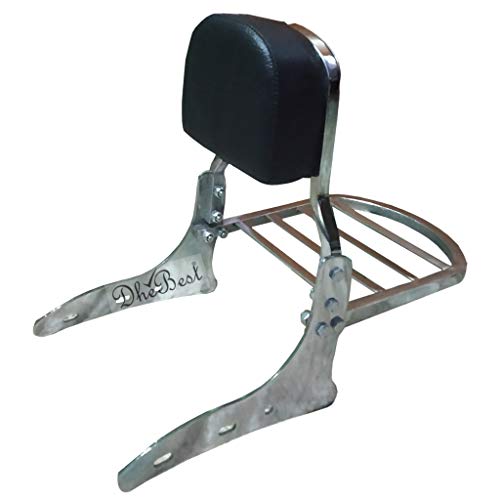 Dhe Best DBA-02 Bike Bullet Harley Style Backrest Support Pillion Black Cushion with Carrier Backrest Chrome for RE Classic 500 - Image 4
