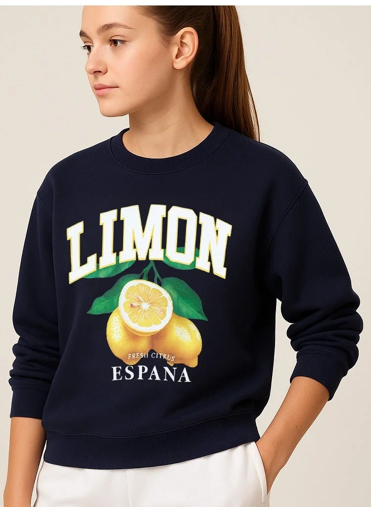 victor and jane LIMON España Graphic Sweatshirt – 100% Cotton Fleece | Puff Print