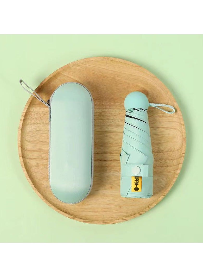 مظلة واقية من الشمس كبسولة، مظلات قابلة للطي للمسافرين، مظلة شمسية، مظلة محمولة، مظلة سفر UPF 50 لحماية من الأشعة فوق البنفسجية واقية من الشمس مظلة شمسية للنساء والرجال للاستخدام المزدوج ضد الشمس والمطر