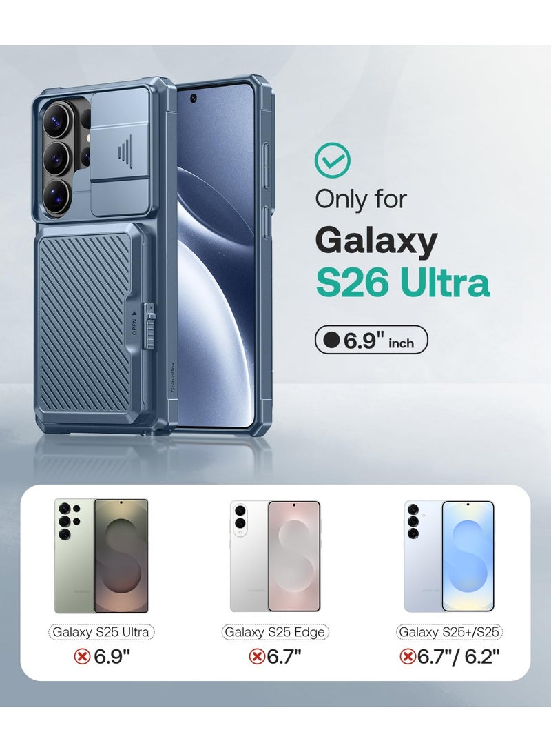 GolbinBox for Samsung Galaxy S26 Ultra Case with Card Holder & Slide Camera Cover, Built-in Safety Lock and RFID Protection, Holds 4-5 Cards or Cash, Galaxy S26 Ultra Case Wallet 6.9'', Dragonfly Blue - Image 2